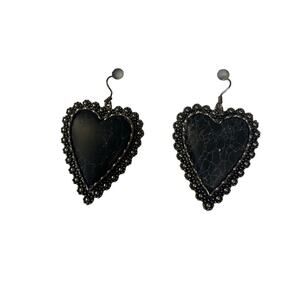Black and Silver Heart Earrings
